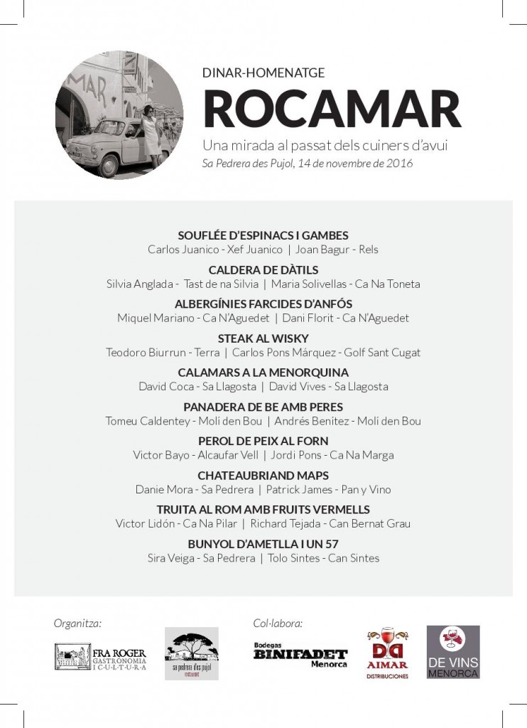Homenatge Rocamar menu i cuiners